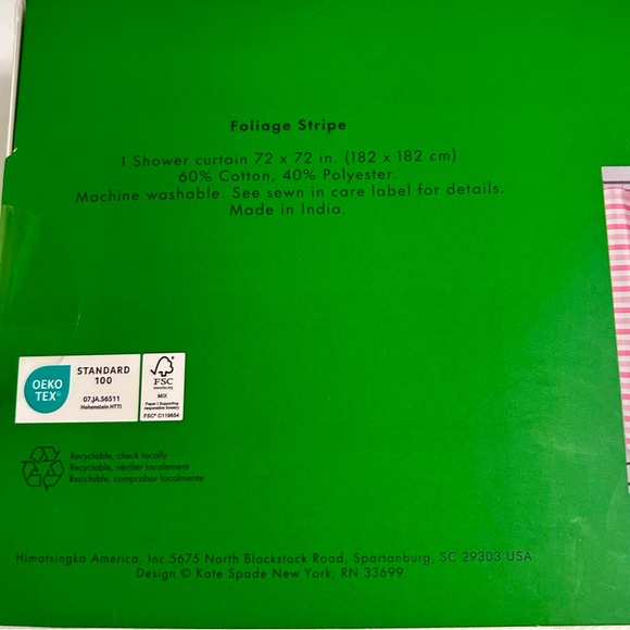 Kate Spade Pink Striped Shower Curtain - Picture 5 of 6